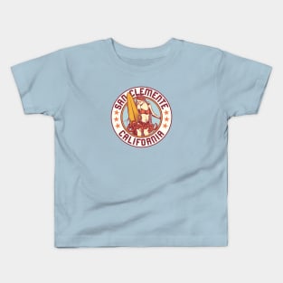 Vintage Surfing Badge for San Clemente, California Kids T-Shirt